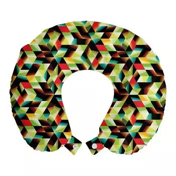 ABAKUHAUS Colorful Дорожная подушка для шеи, Треугольники Футуристические, Пенопластовые дорожные принадлежности для самолетов и автомобилей, 30x30 см, Разноцветные
