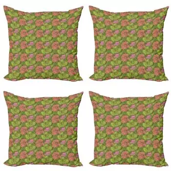 ABAKUHAUS Colorful Набор чехлов для подушек (4 предмета), Vintage Floral Dirt, Современная двусторонняя цифровая печать, 40 x 40 см, Многоцветный