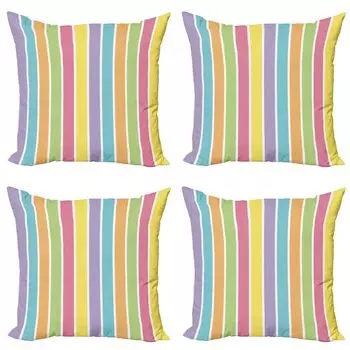 ABAKUHAUS Colorful Набор чехлов для подушек (4 предмета), пастельный летний фанк, современный двусторонний цифровой принт, 40 см x 40 см, разноцветный
