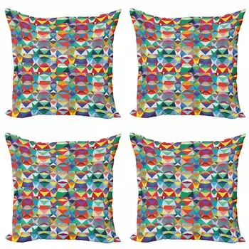 ABAKUHAUS Colorful Набор чехлов для подушек (4 предмета), шевронные треугольники, современная двусторонняя цифровая печать, 60 см x 60 см, разноцветные