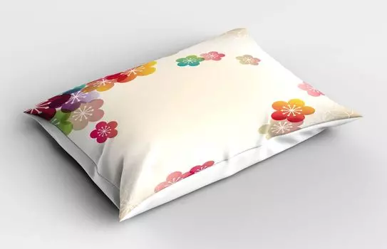ABAKUHAUS Цветочная наволочка, абстрактная карикатура, похожая на современное японское азиатское искусство, цветное изображение в стиле омбре, 40x80 см, разноцветное