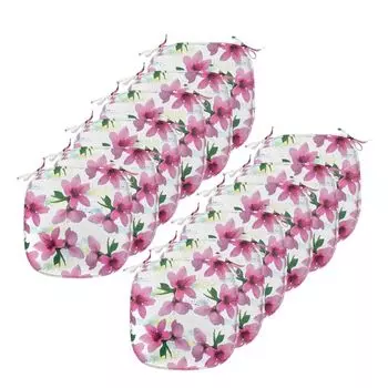 ABAKUHAUS Цветочные подушки на обеденный стул, Petals Botany Essence, декоративная водонепроницаемая подушка с ремнями для кухонных сидений, 40 см x 40 см — упаковка из 12 шт., цвет фуксия желтый