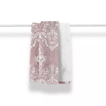 ABAKUHAUS Дамасское мягкое фланелевое флисовое одеяло, монохромные восточные мотивы, уютный плюш для использования внутри и снаружи, 125 x 175 см, бледно-лососевый цвет, белый