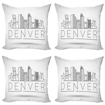 ABAKUHAUS Denver Набор чехлов для подушек (4 предмета), апартаменты современного дизайна, современная двусторонняя цифровая печать, 40 см x 40 см, белый черный