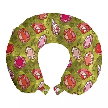 ABAKUHAUS Diamond Travel Pillow Поддержка шеи, в форме сердца в форме капли, пенопластовые дорожные принадлежности для самолета и автомобиля, 30x30 см, желто-зеленый многоцветный