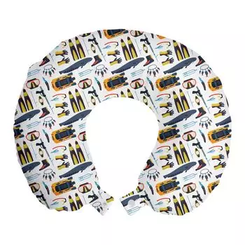 ABAKUHAUS Diver Travel Pillow Поддержка шеи, Профессиональные морские элементы, Пенопластовые дорожные принадлежности для самолетов и автомобилей, 30х30 см, Разноцветные