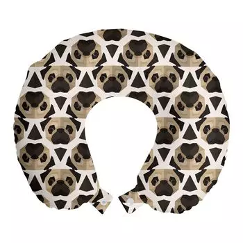 ABAKUHAUS Dog Lovers Подушка для путешествий, поддержка шеи, полигональные фрактальные щенки, пенопластовые дорожные принадлежности для самолета и автомобиля, 30x30 см, темно-коричневый темно-коричневый