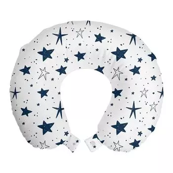 ABAKUHAUS Doodle Подушка для путешествий, поддержка шеи, Stars Little Spots Sketchy, пенопластовые дорожные принадлежности для самолета и автомобиля, 30x30 см, Темно-фиолетовый, синий, белый