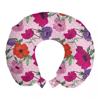 ABAKUHAUS Дорожная подушка Anemone, поддержка шеи, весенние цветочные мотивы, дорожная вещь из пенопласта для самолета и автомобиля, 30х30 см, разноцветные