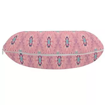 ABAKUHAUS Дорожная подушка Boho, поддержка шеи, цветочный узор в виде солнца, дорожная вещь из пенопласта для самолета и автомобиля, 30x30 см, бледно-розовый и разноцветный