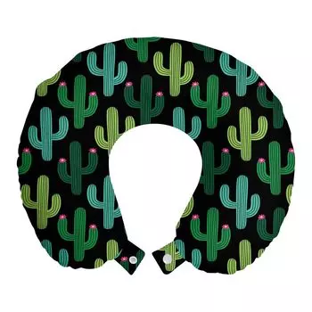 ABAKUHAUS Дорожная подушка Cactus, поддержка шеи, кактусы для теплого климата, дорожная вещь из пенопласта для самолета и автомобиля, 30x30 см, многоцветный серый кокса