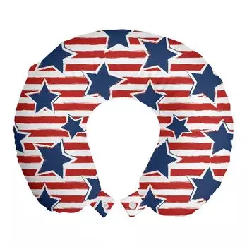 ABAKUHAUS Дорожная подушка для шеи, 4 июля, American Glory Design, пенопластовые дорожные принадлежности для самолета и автомобиля, 30x30 см, кобальтово-синий киноварь