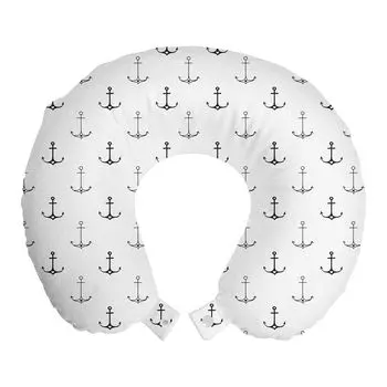 ABAKUHAUS Дорожная подушка для шеи Anchor, Hipster Little Hearts, пенопластовый дорожный предмет для самолета и автомобиля, 30х30 см, черный и белый