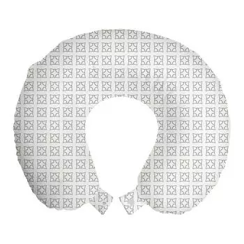 ABAKUHAUS Дорожная подушка Geometric, поддержка шеи, абстрактный мотив в квадратах, дорожная вещь из пенопласта для самолета и автомобиля, 30x30 см, темно-серый и белый
