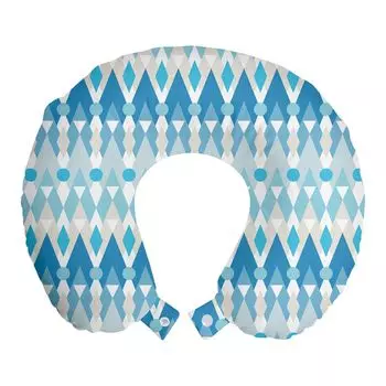 ABAKUHAUS Дорожная подушка Geometric, поддержка шеи, художественные формы в холодных тонах, дорожный предмет из пенопласта для самолета и автомобиля, 30x30 см, белый и разноцветный