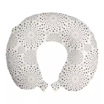 ABAKUHAUS Дорожная подушка Geometric, поддержка шеи, ностальгические круглые точки, дорожная вещь из пенопласта для самолета и автомобиля, 30x30 см, теплый серо-коричневый цвет какао