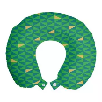 ABAKUHAUS Дорожная подушка Geometric, поддержка шеи, современный треугольник, дорожная вещь из пенопласта для самолета и автомобиля, 30x30 см, горчично-бирюзовый