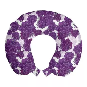 ABAKUHAUS Дорожная подушка Mauve, поддержка шеи, лепестки лука, дорожная вещь из пенопласта для самолета и автомобиля, 30x30 см, фиолетово-белый