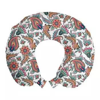 ABAKUHAUS Дорожная подушка Paisley, поддержка шеи, мотивы с цветочными листьями, дорожная вещь из пенопласта для самолета и автомобиля, 30х30 см, разноцветные