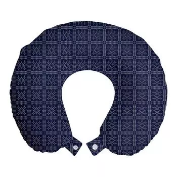 ABAKUHAUS дорожная подушка с абстрактной геометрией, поддержка шеи, арабески, дорожная вещь из пенопласта для самолета и автомобиля, 30x30 см, темно-фиолетовый синий белый