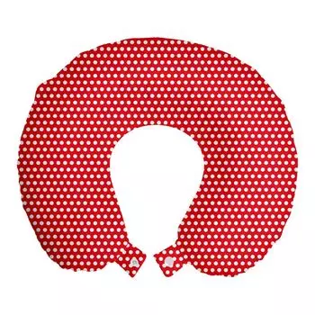 ABAKUHAUS Дорожная подушка с точечным рисунком, поддержка шеи, яркий ретро-арт в горошек, пенопластовые дорожные принадлежности для самолета и автомобиля, 30x30 см, ярко-белый