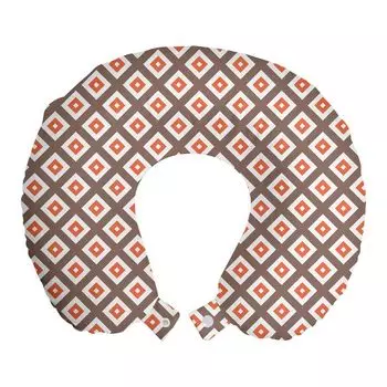 ABAKUHAUS Дорожная подушка шоколадно-коричневого цвета, поддержка шеи, Nested Squares Art, Пенопластовые дорожные принадлежности для самолета и автомобиля, 30x30 см, Сиенна жженого шоколада