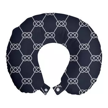 ABAKUHAUS Дорожная подушка темно-синего цвета, поддержка шеи, Navy Inspired Knot, пенопластовый дорожный предмет для самолета и автомобиля, 30x30 см, Темно-синий кремовый