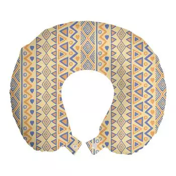 ABAKUHAUS Дорожная подушка в полоску, подушка для шеи, полоски, пенопластовый дорожный предмет для самолета и автомобиля, 30x30 см, желтый/синий