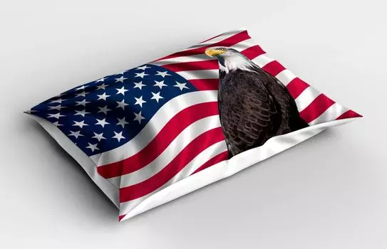 ABAKUHAUS Eagle Наволочка, Патриотическая символика страны с американским флагом и национализмом белоголового орлана, 40x80 см, Разноцветный
