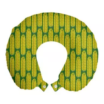 ABAKUHAUS Essen Дорожная подушка для шеи, геометрический узор из мозолей, пенопластовые дорожные принадлежности для самолета и автомобиля, 30x30 см, земляно-желтый и зеленый