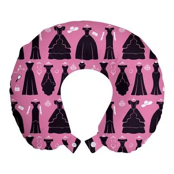 ABAKUHAUS Fashion Travel Pillow Поддержка шеи, коктейльные платья, платья для выпускного вечера, пенопластовые дорожные принадлежности для самолета и автомобиля, 30x30 см, розовый, темно-каштановый, коричневый