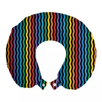 ABAKUHAUS Фиолетовая и желтая дорожная подушка для шеи, оптическая волнистая линия, пенопластовые дорожные принадлежности для самолета и автомобиля, 30x30 см, разноцветные