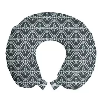 ABAKUHAUS Fleur De Lis дорожная подушка для шеи, прямоугольные мотивы, дорожная вещь из пенопласта для самолета и автомобиля, 30x30 см, шалфейный зеленый