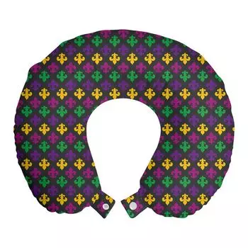 ABAKUHAUS Fleur de Lis Дорожная подушка для шеи, Карнавальные праздники, Пенопластовые дорожные принадлежности для самолета и автомобиля, 30x30 см, Разноцветные