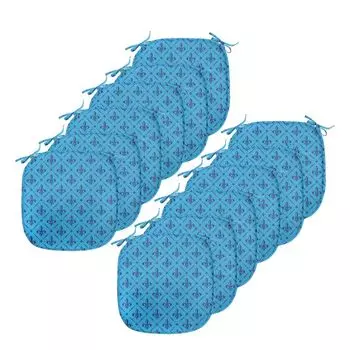 ABAKUHAUS Fleur De Lis Подушка для обеденного стула с диагональными линиями Декоративная водонепроницаемая подушка с ремнями для кухонных сидений 40 см x 40 см Упаковка из 12 шт. Синий Темно-синий