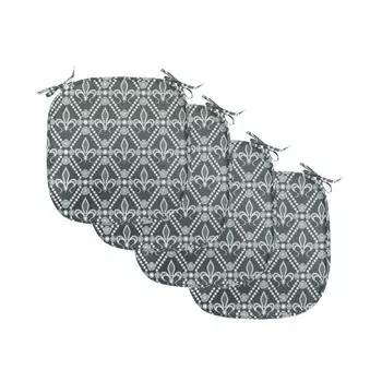 ABAKUHAUS Fleur De Lis Подушки на обеденный стул, прямоугольные мотивы, декоративная водонепроницаемая подушка с ремнями для кухонных сидений, 40 см x 40 см — упаковка из 4 шт., шалфейный зеленый