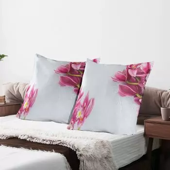 ABAKUHAUS Flowers Чехлы для подушек, набор из 2 шт., Орхидеи на простом фоне, тема релаксации в спа-центре, Чехол для подушки с декоративным принтом, 80 x 80 см, Белый Розовый