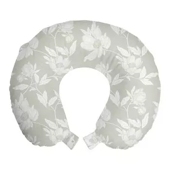 ABAKUHAUS Flowers Дорожная подушка для шеи, букеты в мягких тонах, пенопластовые дорожные принадлежности для самолета и автомобиля, 30х30 см, Пыльный и белый