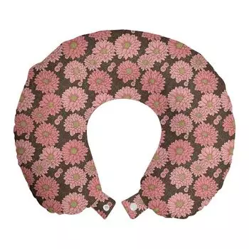 ABAKUHAUS Flowers Дорожная подушка для шеи, Цветущие хризантемы, Пенопластовые дорожные принадлежности для самолета и автомобиля, 30x30 см, Розовый румянец