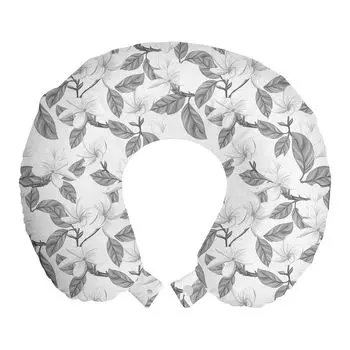 ABAKUHAUS Flowers дорожная подушка для шеи, концепция PLUMERIA FLOWERS, дорожный предмет из пенопласта для самолета и автомобиля, 30x30 см, серый и белый