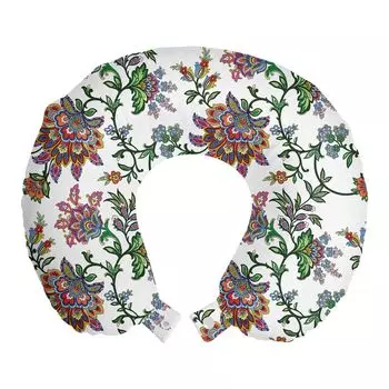 ABAKUHAUS Flowers Дорожная подушка для шеи, винтажные цветочные украшения, пенопластовые дорожные принадлежности для самолета и автомобиля, 30x30 см, Разноцветные