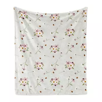 ABAKUHAUS Flowers Мягкое фланелевое флисовое одеяло, композиция из цветочного букета с божьими коровками, распускающимися элементами весеннего сезона, 175 x 230 см, разноцветный кокос