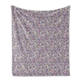 ABAKUHAUS Flowers Мягкое фланелевое флисовое одеяло, Витражное искусство Pretty Vintage Flowers on Beige Background Blooming Beauty, 175 x 230 см, Разноцветный, бежевый