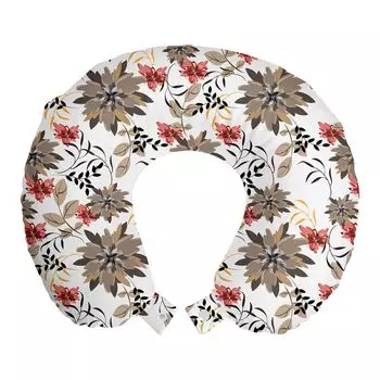 ABAKUHAUS Flowers Travel Pillow Подушка для шеи, Nostalgic Flowers Art, Пенопластовые дорожные принадлежности для самолетов и автомобилей, 30x30 см, Разноцветные