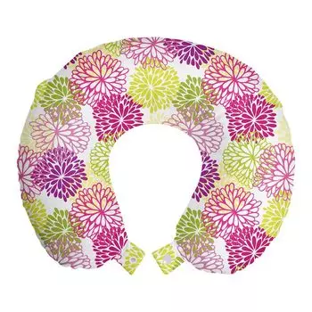 ABAKUHAUS Flowers Travel Подушка для шеи, Романтика весны, Пенопластовые дорожные принадлежности для самолетов и автомобилей, 30x30 см, Пурпурно-фиолетовый-зеленый