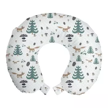ABAKUHAUS Forest Friends дорожная подушка для шеи, Fox and Botany Rain, дорожный предмет из пенопласта для самолета и автомобиля, 30x30 см, разноцветный