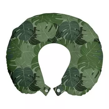 ABAKUHAUS Forest Green Дорожная подушка для шеи, камуфляж с пальмовыми листьями, пенопластовые дорожные принадлежности для самолета и автомобиля, 30x30 см, Белый Зеленый Светло-Зеленый