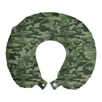 ABAKUHAUS Forest Green Travel Pillow Подушка для шеи, однородный узор, пенопластовые дорожные принадлежности для самолета и автомобиля, 30x30 см, разноцветные