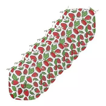 ABAKUHAUS Фруктовые подушки для стульев в столовой, сочные листья клубники, декоративная водонепроницаемая подушка с ремнями для кухонных сидений, 40 см x 40 см — упаковка из 8 шт., папоротниково-зеленый красный