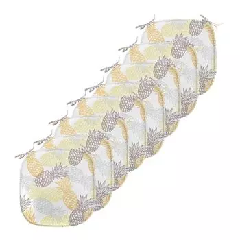 ABAKUHAUS Фруктовые подушки для стульев в столовой, экзотические ананасовые тропики, декоративная водонепроницаемая подушка с ремнями для кухонных сидений, 40 см x 40 см — упаковка из 8 шт., светло-серый бархатец